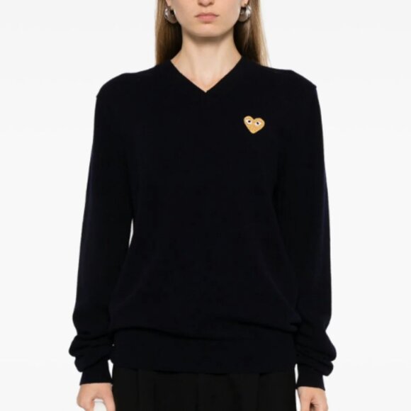 Large Wool V neck COMME DES GARÇONS PLAY Sweater - Picture 4 of 7